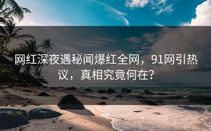 网红深夜遇秘闻爆红全网，91网引热议，真相究竟何在？