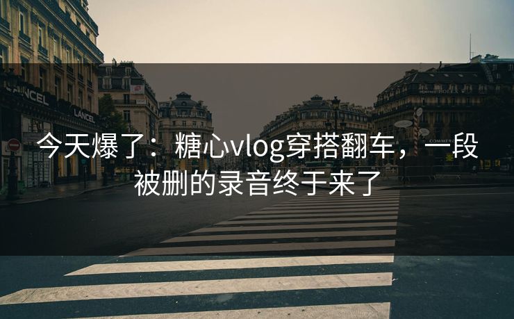 今天爆了：糖心vlog穿搭翻车，一段被删的录音终于来了