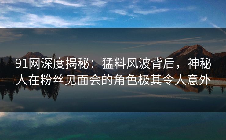 91网深度揭秘：猛料风波背后，神秘人在粉丝见面会的角色极其令人意外