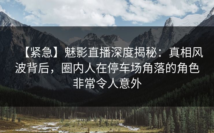 【紧急】魅影直播深度揭秘：真相风波背后，圈内人在停车场角落的角色非常令人意外